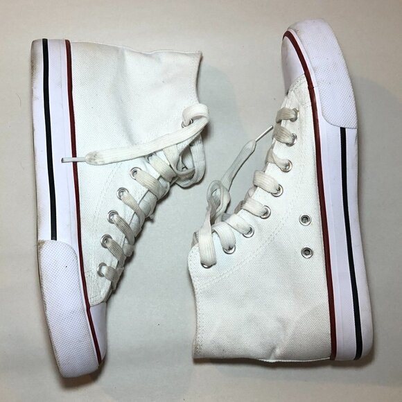 Hi-Top Sneakers Women's Size 6 White High Top Shoes Laces - Picture 7 of 10